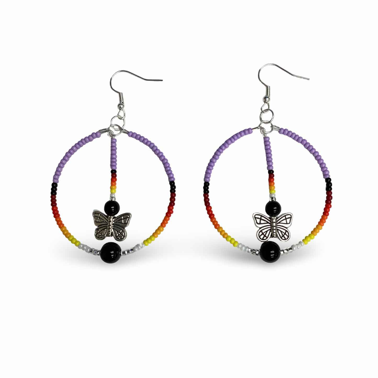 RBE Beaded Hoop w/ Butterfly Earrings