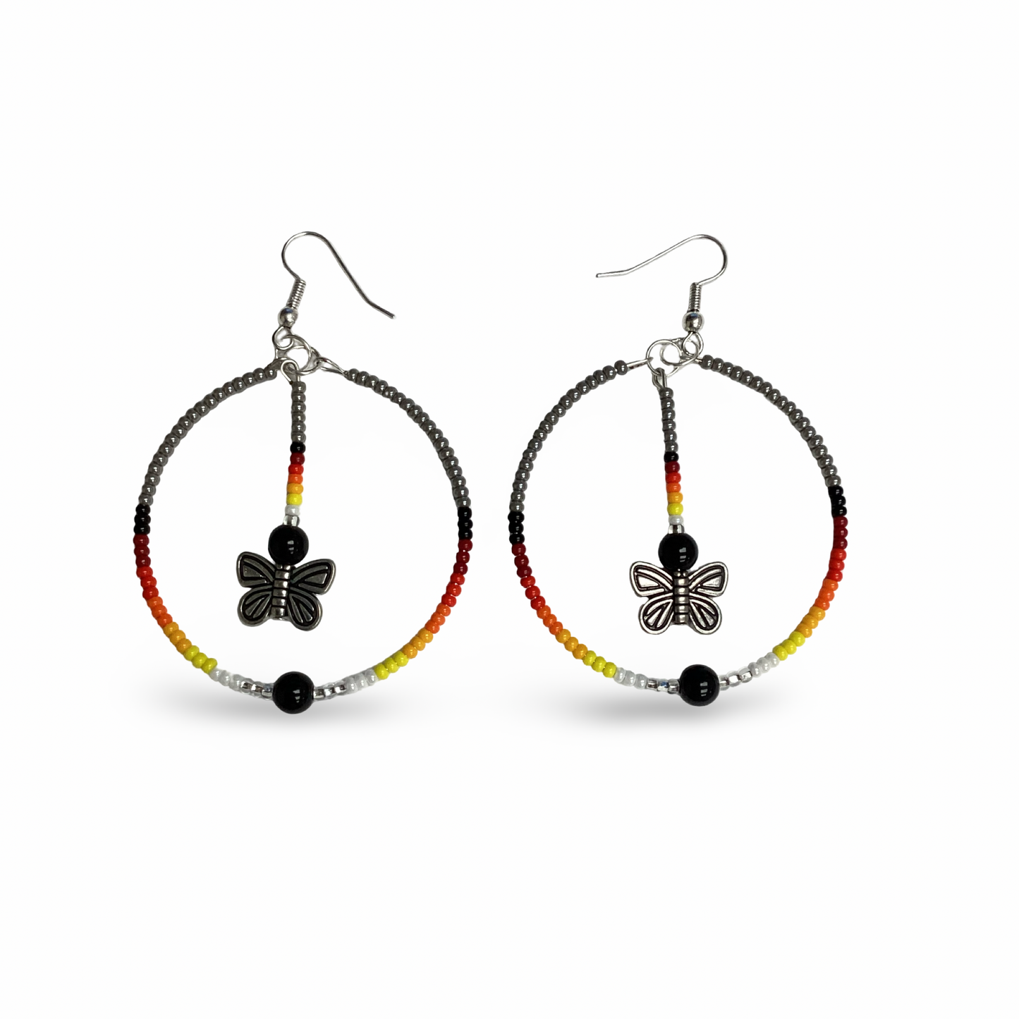 RBE Beaded Hoop w/ Butterfly Earrings