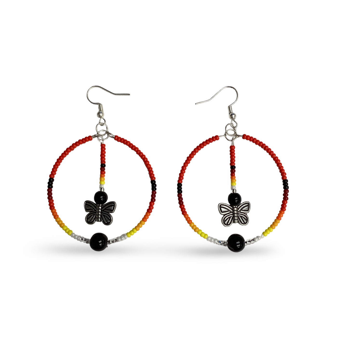 RBE Beaded Hoop w/ Butterfly Earrings