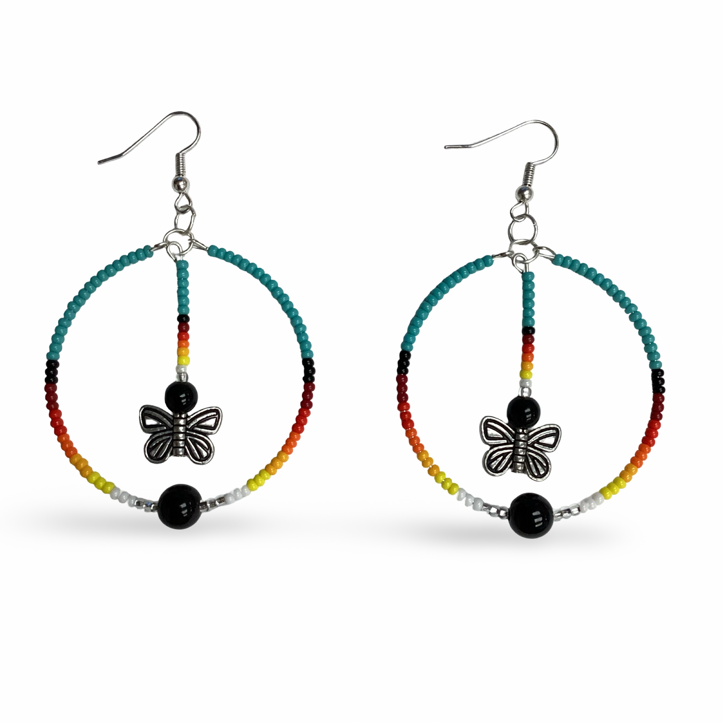 RBE Beaded Hoop w/ Butterfly Earrings