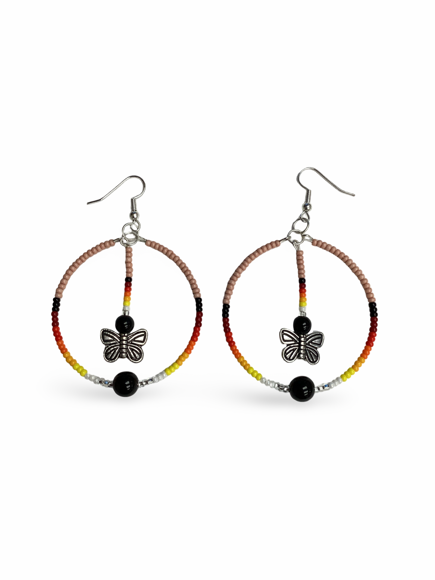 RBE Beaded Hoop w/ Butterfly Earrings
