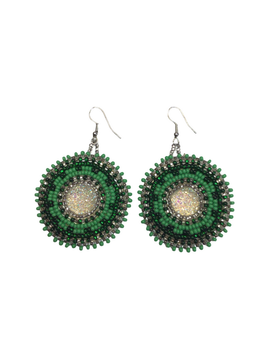 DT Green Beaded Earrings