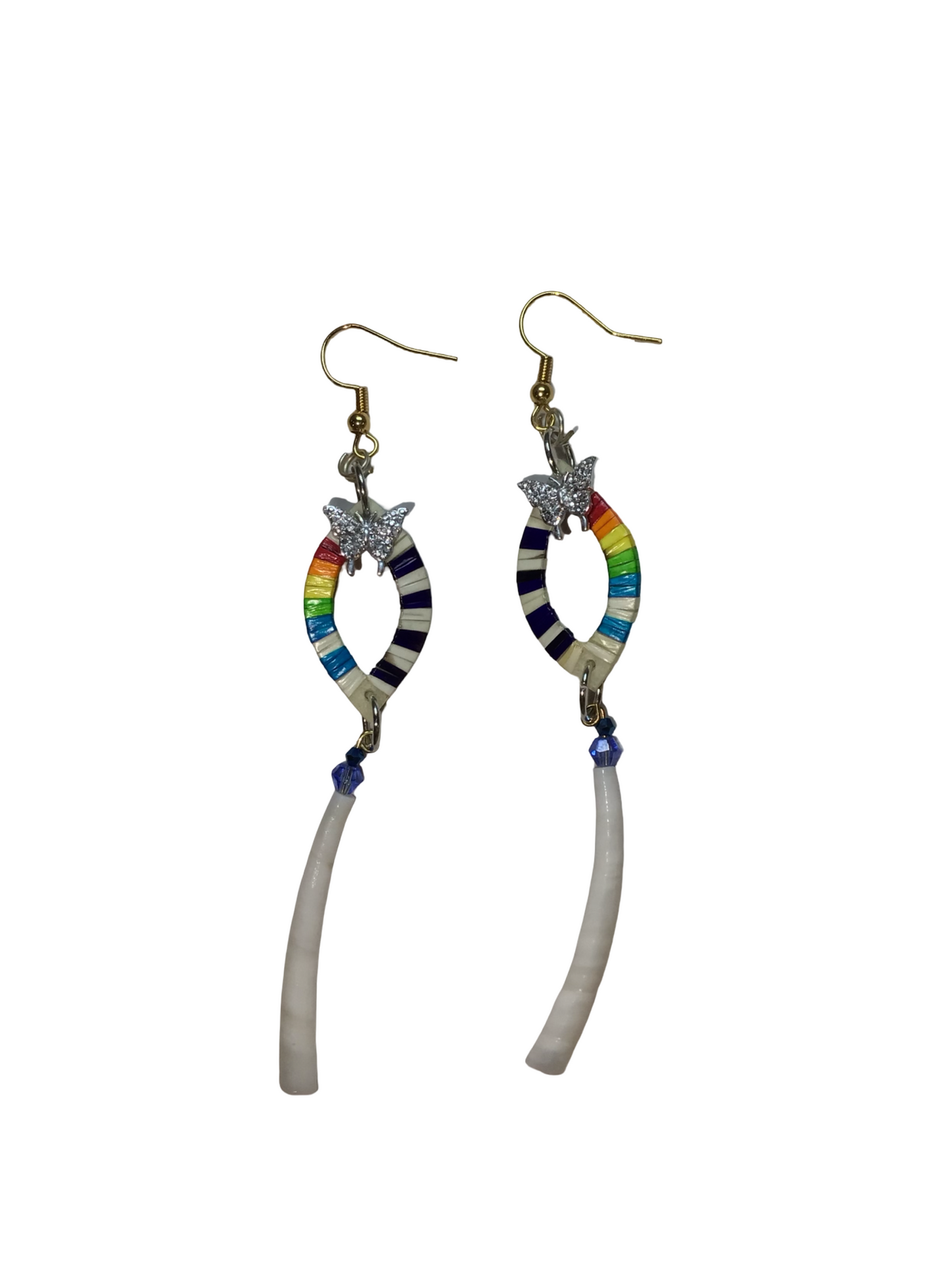 Mini Oval Quill & Dentalium Earrings
