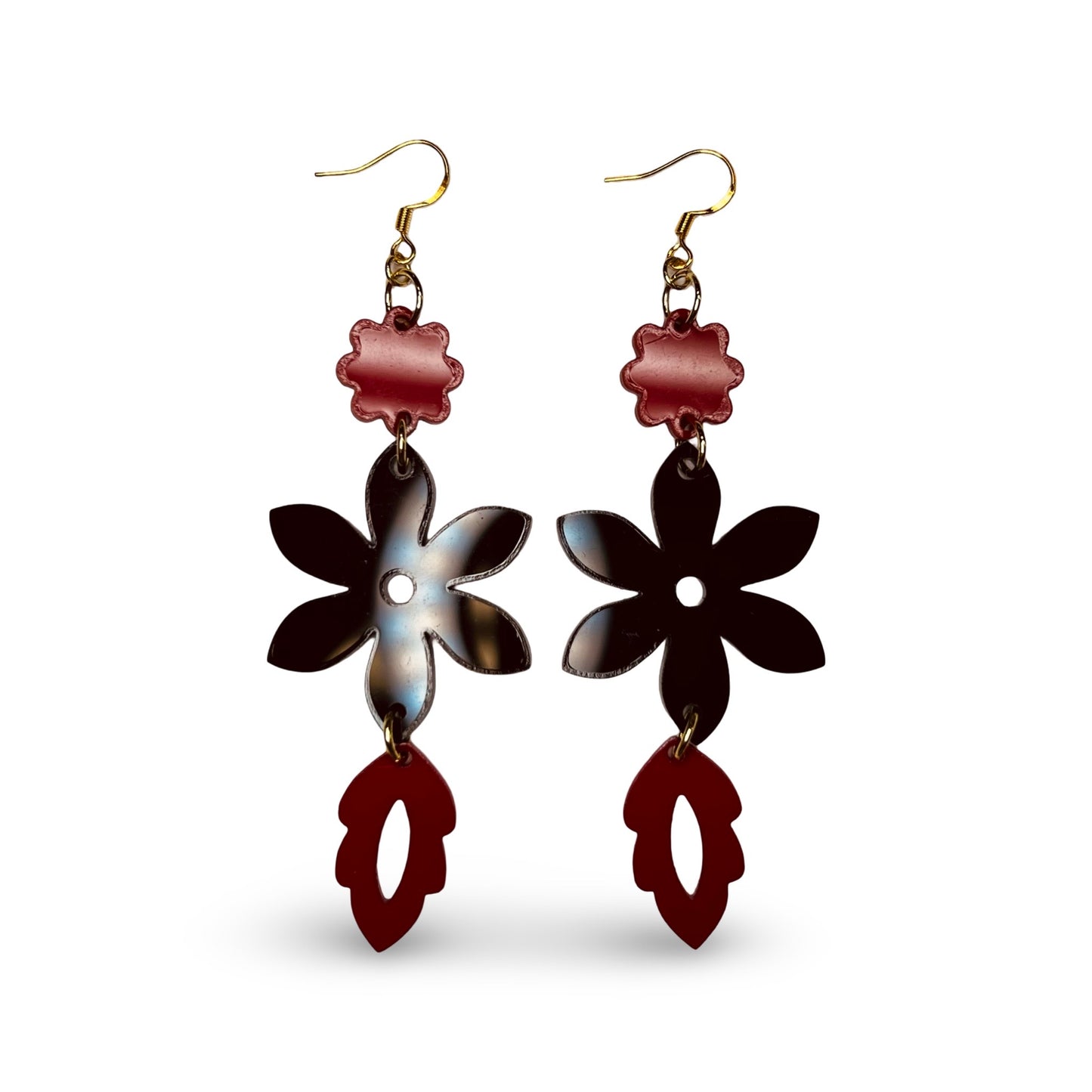 MH Black & Red Acrylic Earrings