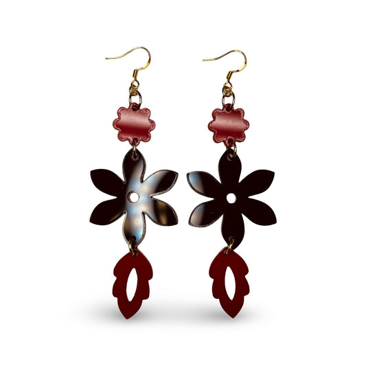 MH Black & Red Acrylic Earrings