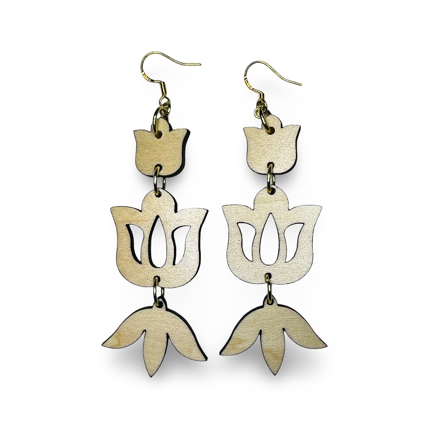 MH 3-Tier Wood w/ Floral Earrings