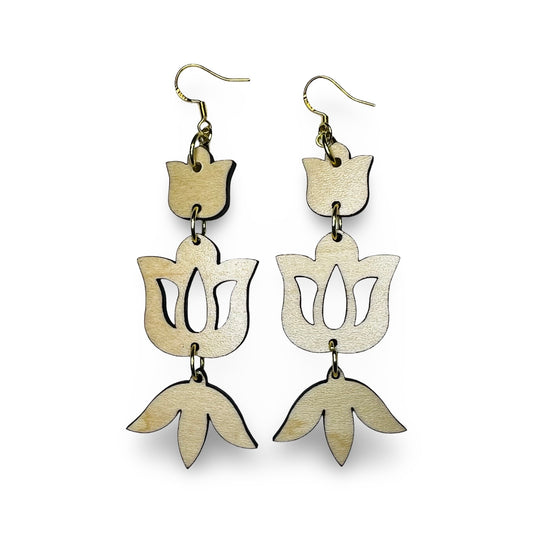 MH 3-Tier Wood w/ Floral Earrings
