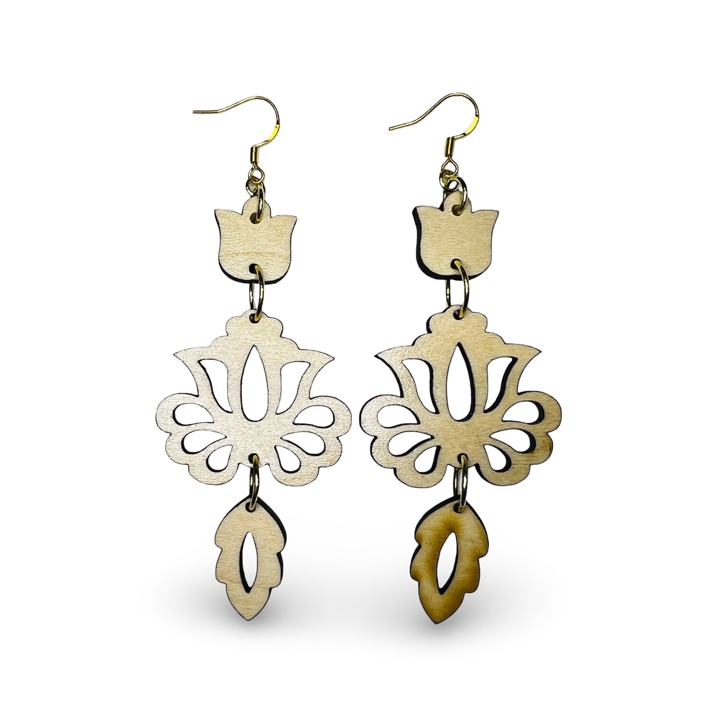 MH 3-Tier Wood w/ Floral Earrings