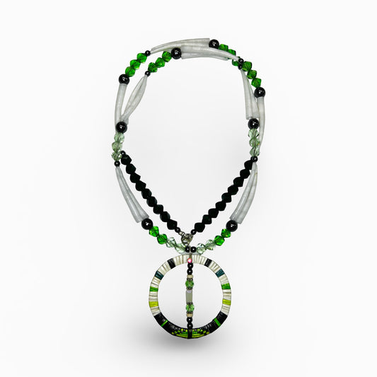 MG Dentalium & Bead Necklace w/ Quill Pendant