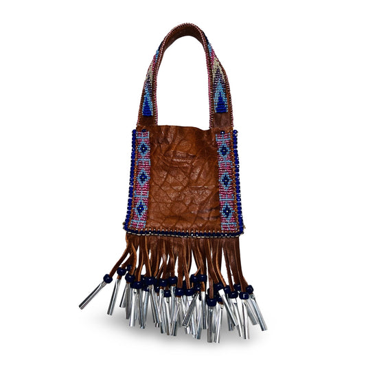 DZ Small Beaded Leather Bag
