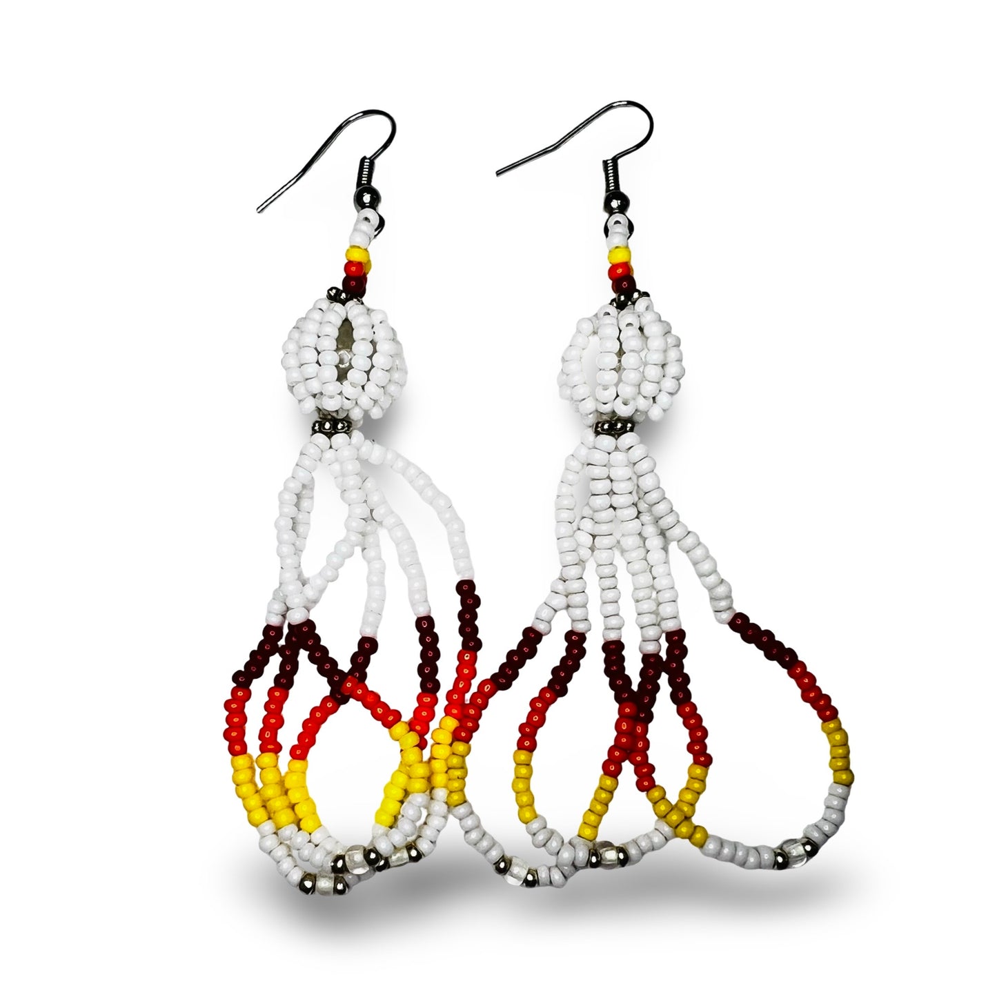 JSB White & Red Earrings