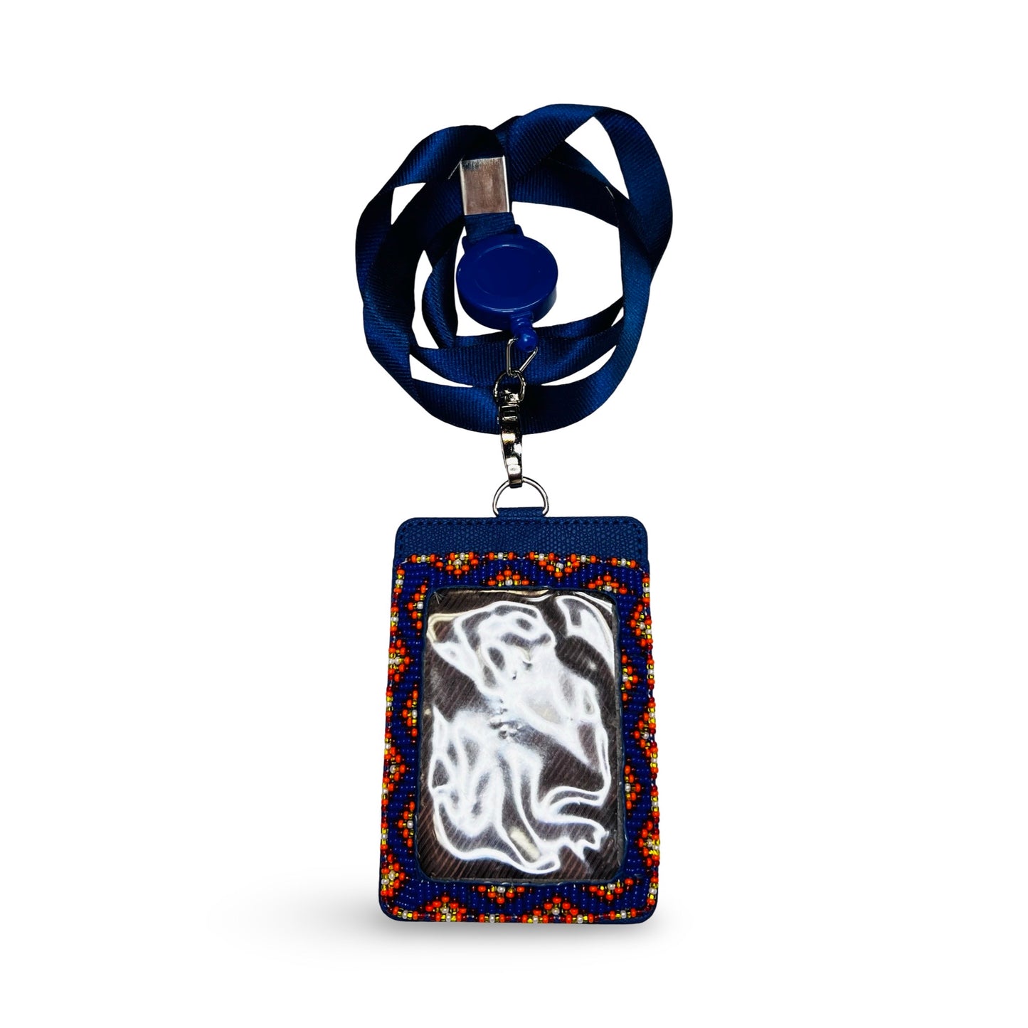 JR Blue Beaded ID Holder