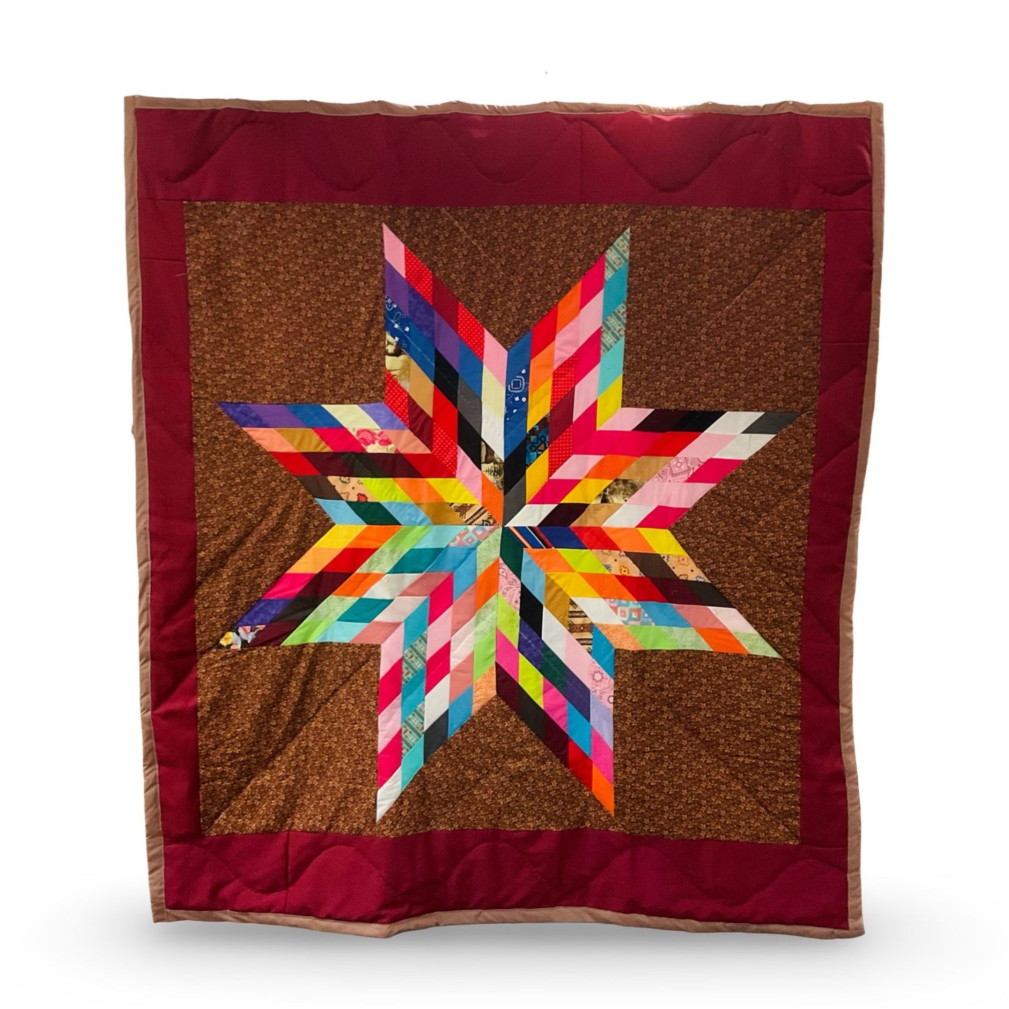 KHP Maroon Multi Queen Star Quilt