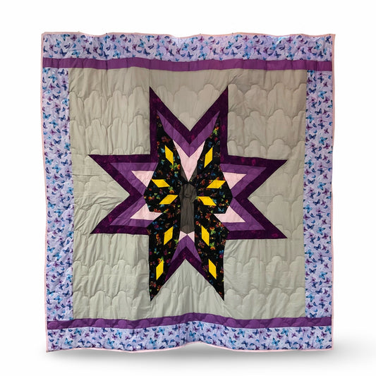 SC Purple Butterfly Queen Star Quilt
