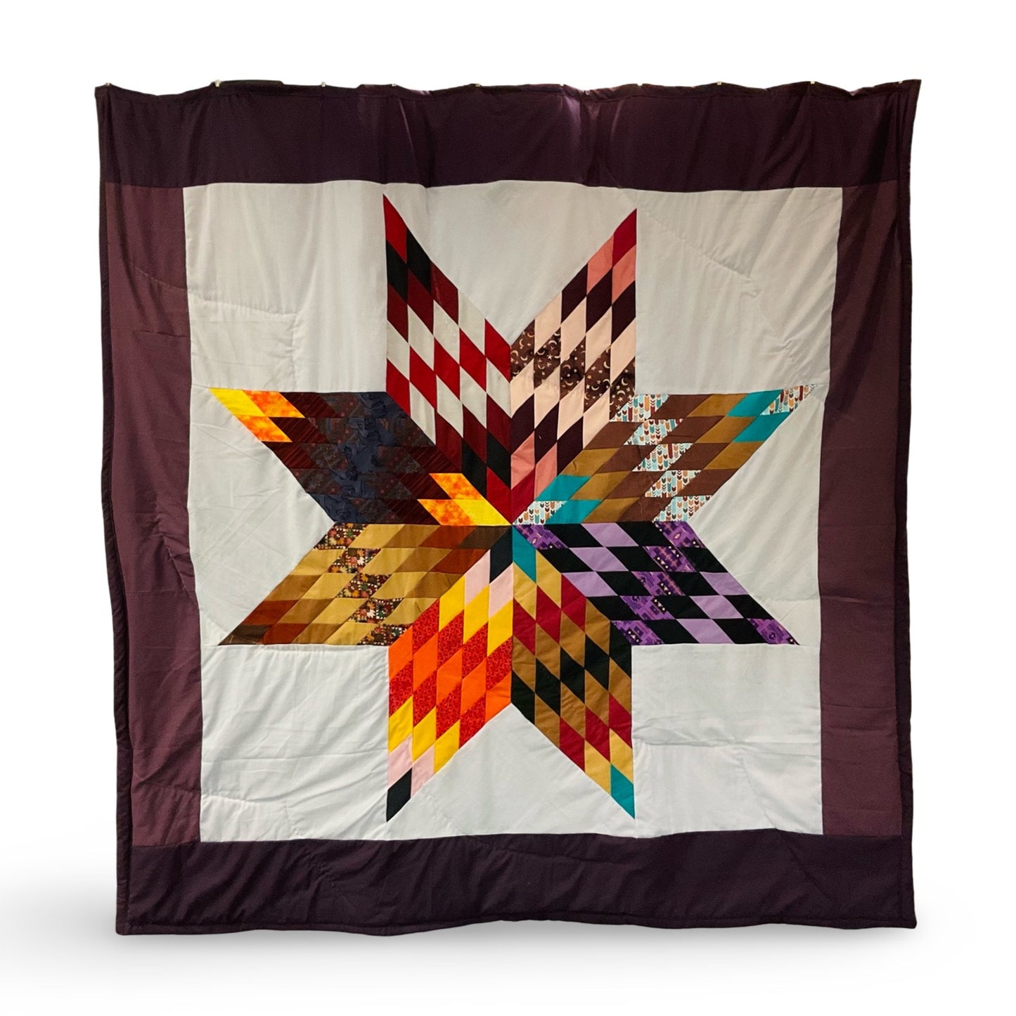 KHP Multi Maroon Queen Star Quilt