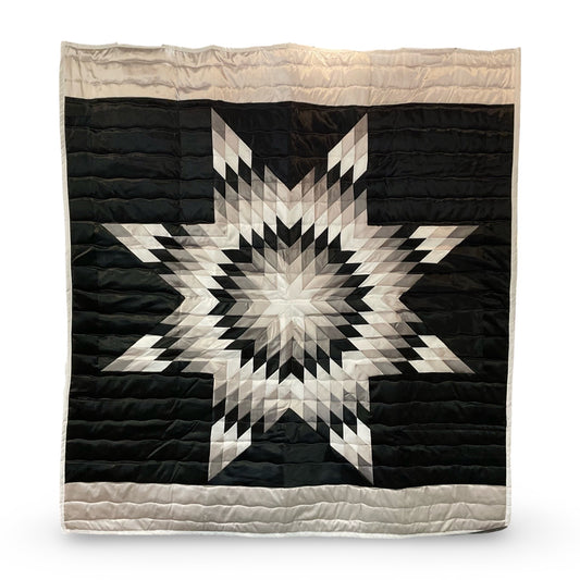 JBE Silver/Black Queen Satin Star Quilt