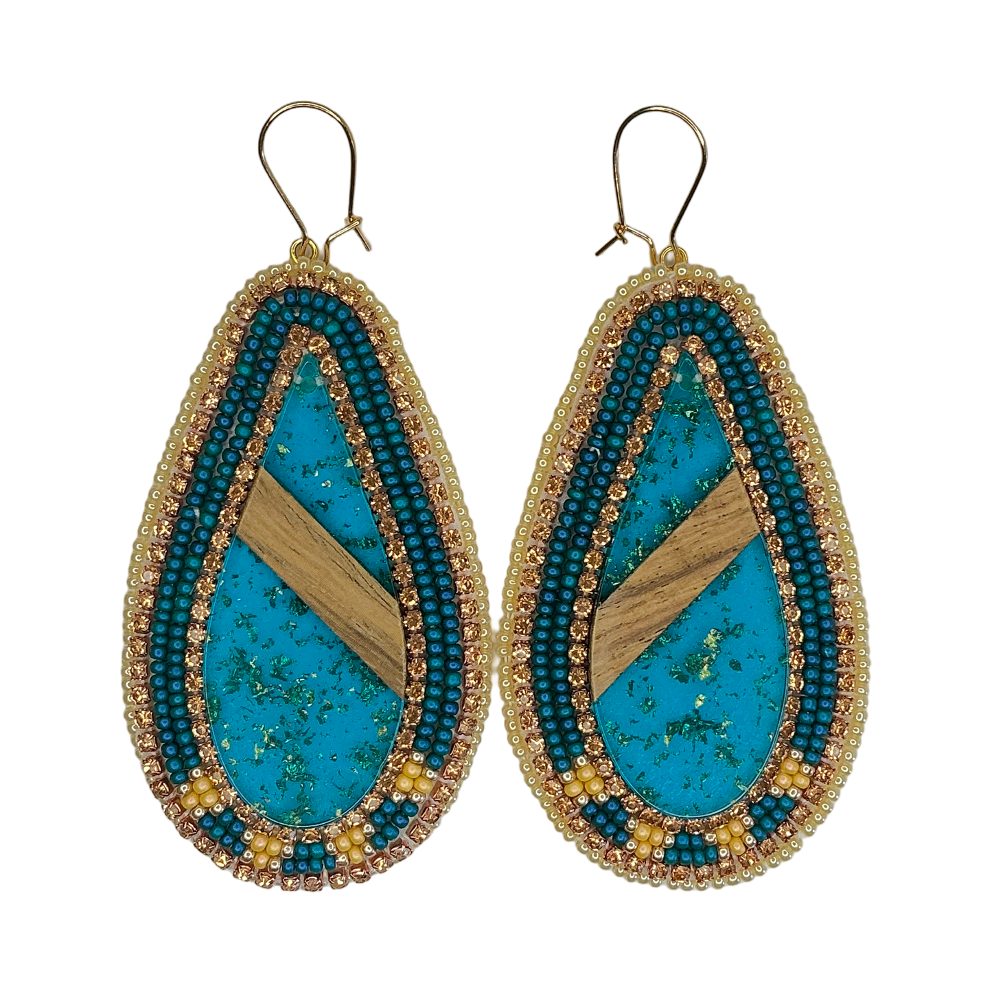 DYD Blue & Gold Beaded Earrings