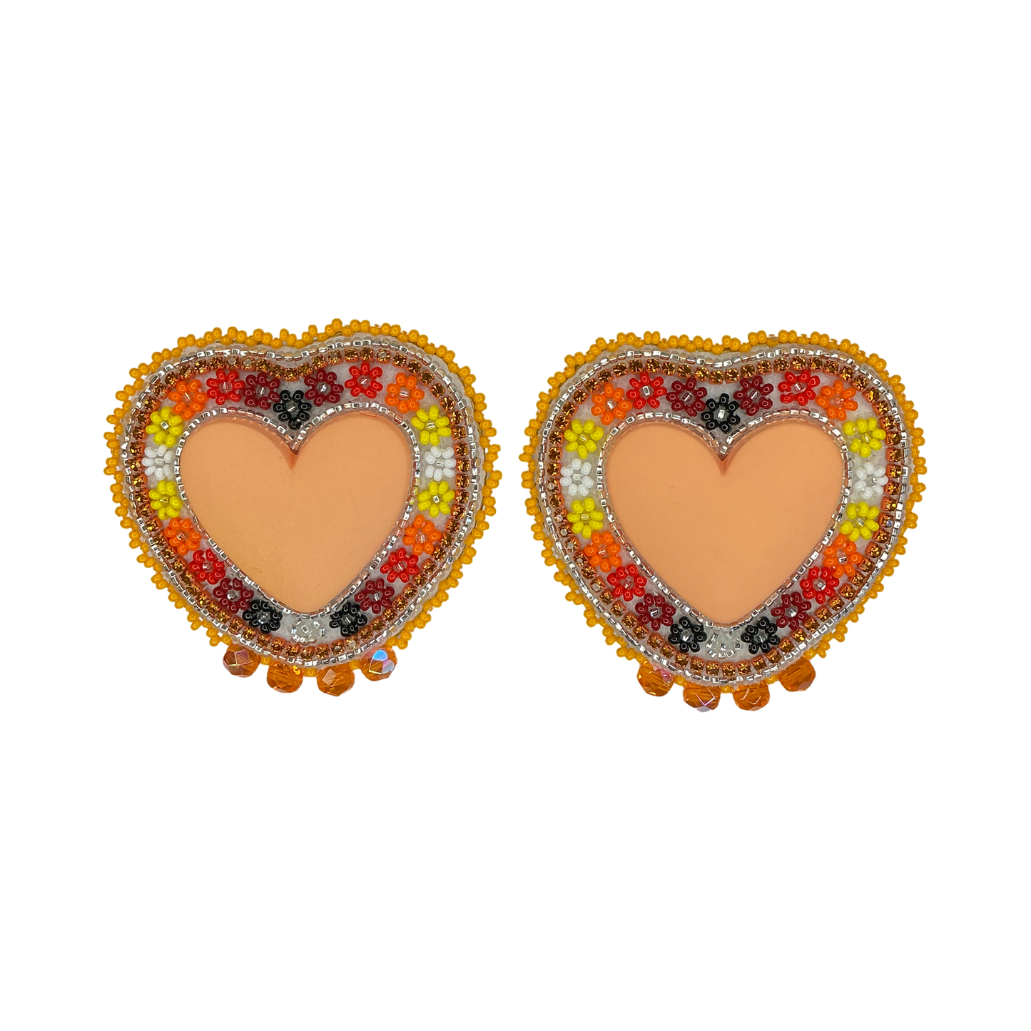 DYD Orange Heart & Daisy Earrings