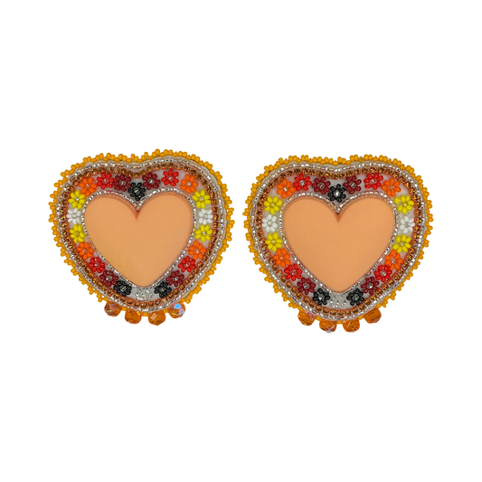 DYD Orange Heart & Daisy Earrings