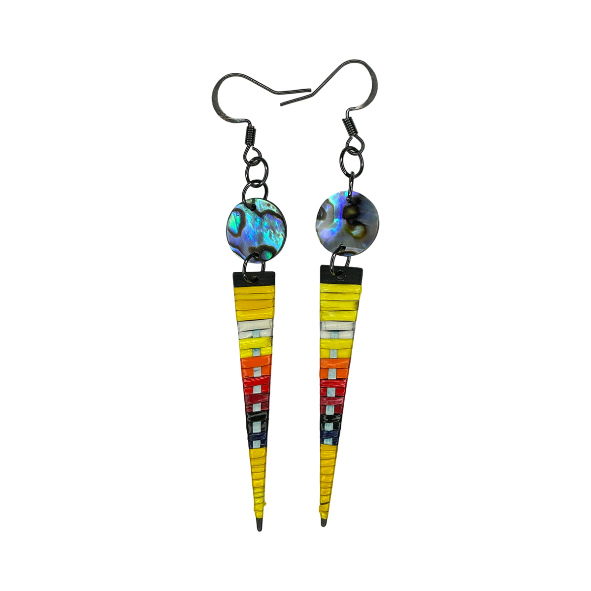 ARC Quill w/shell on Metal Taper Earrings