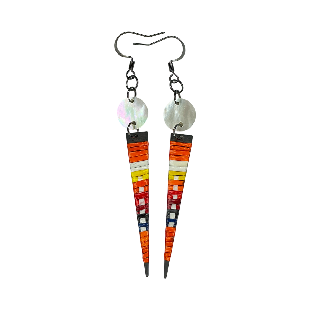 ARC Quill w/shell on Metal Taper Earrings