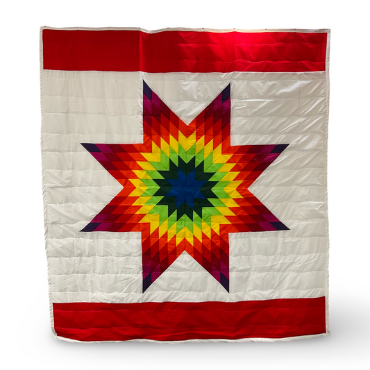 JBE White/Rainbow Queen Star Quilt