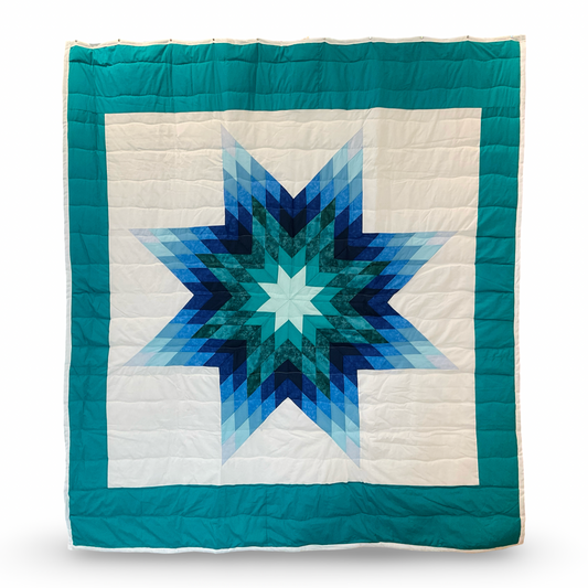 JBE Teal & Blue Queen Cotton Star Quilt