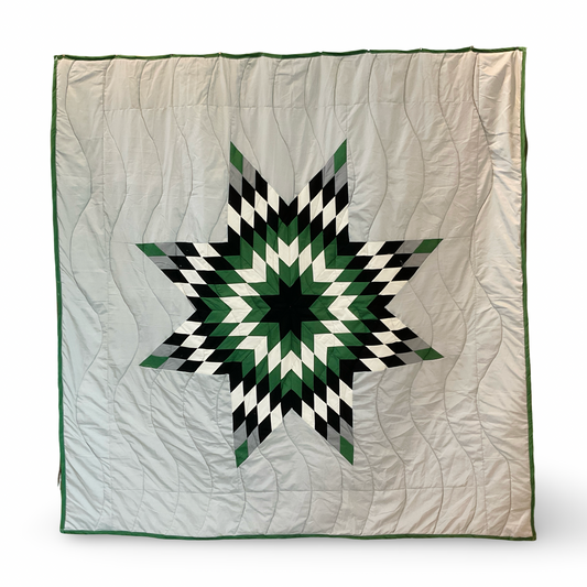 GF Green & Black Queen Star Quilt