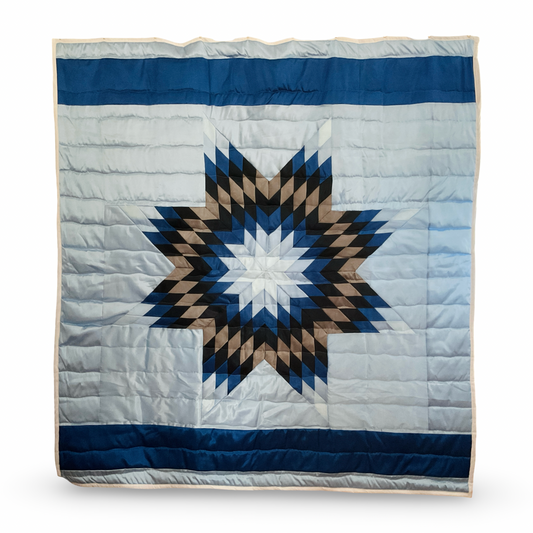 JBE Blue/Sky Blue Queen Satin Star Quilt