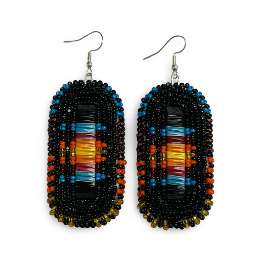 DYD Black Bead & Quill Earrings