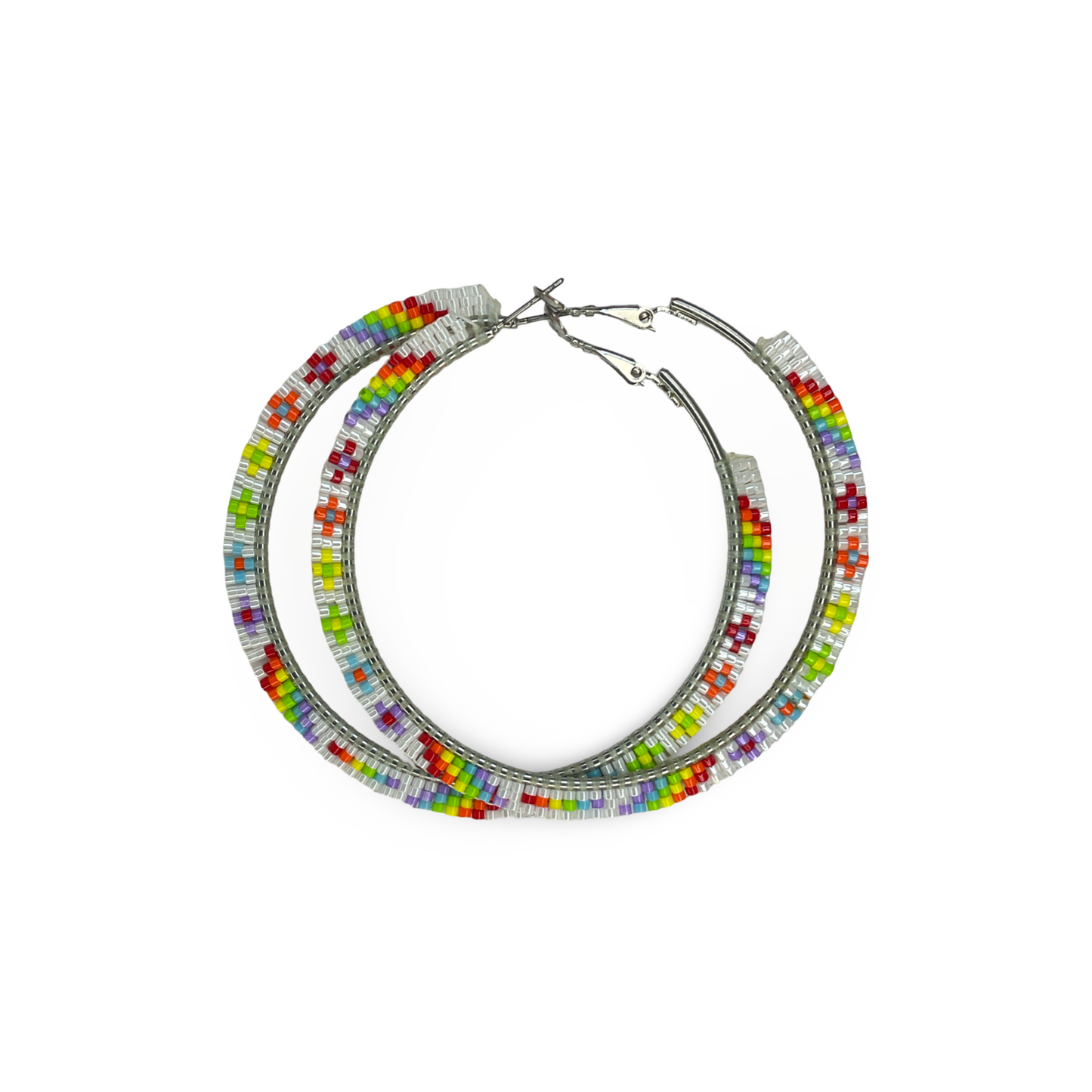MirRC White Delica Bead Hoop Earrings