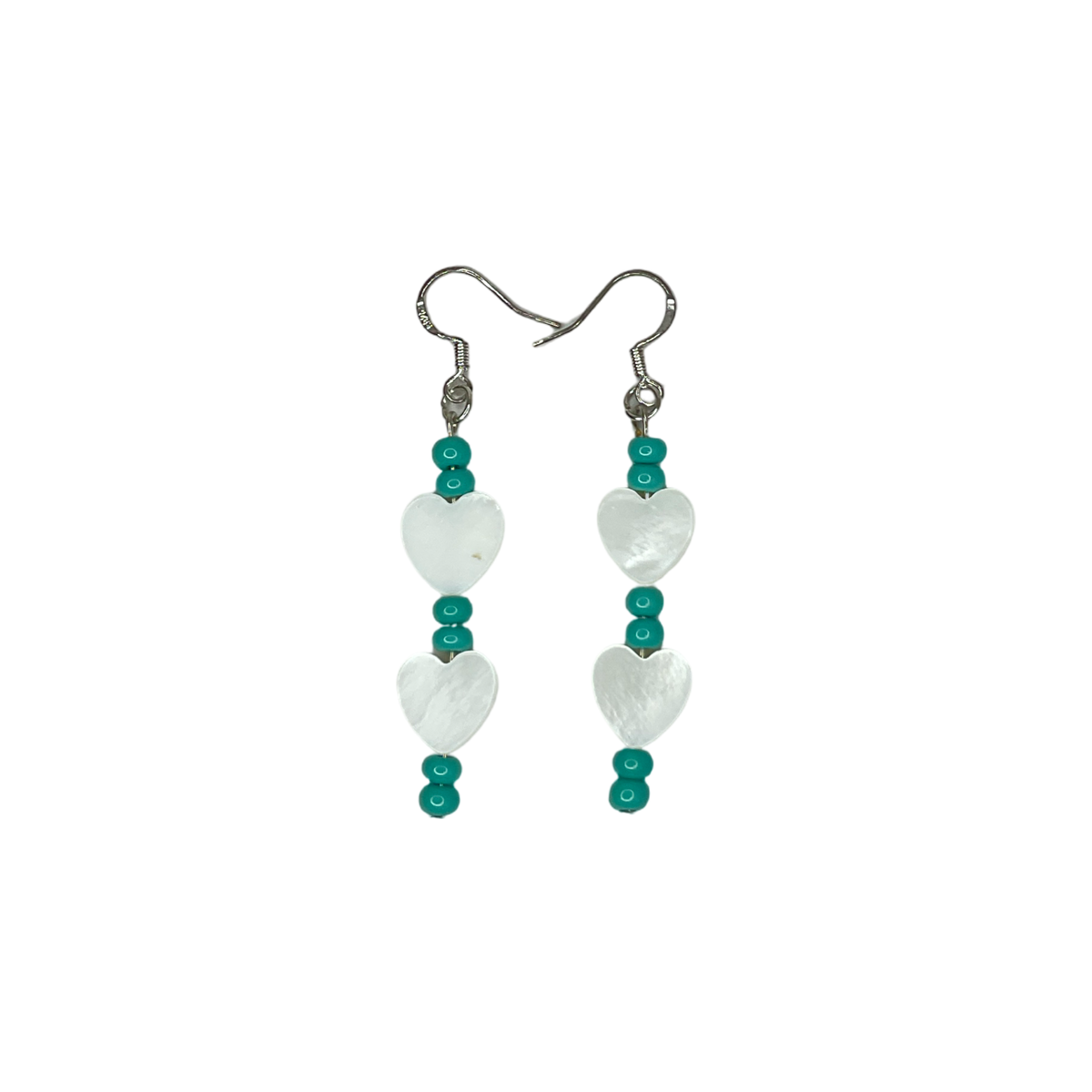 TEB Mini Abalone Heart & Bead Earrings