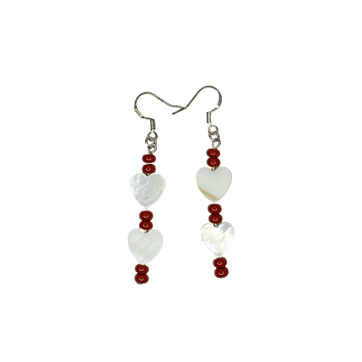 TEB Mini Abalone Heart & Bead Earrings