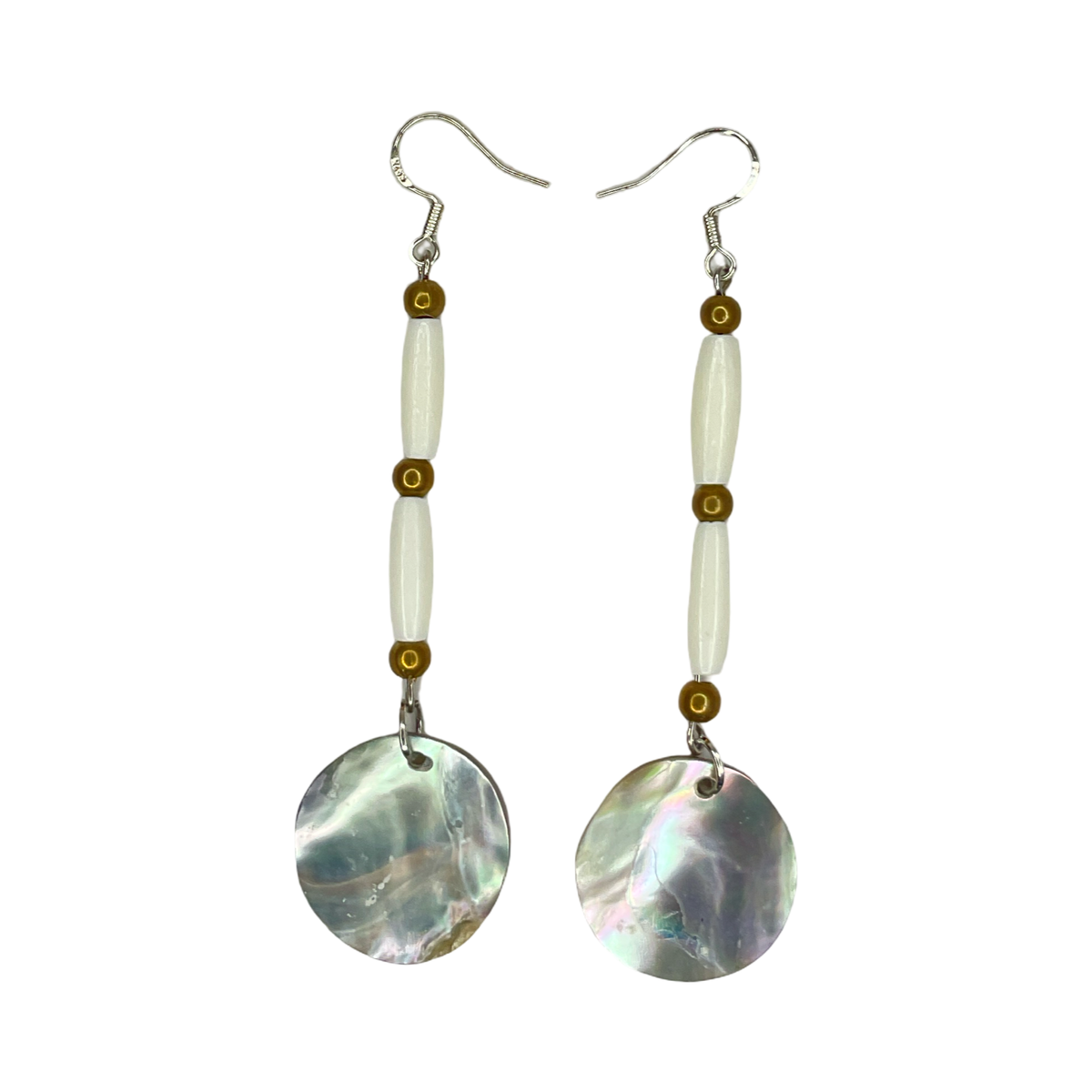 TEB Abalone & Hollow Bone Earrings