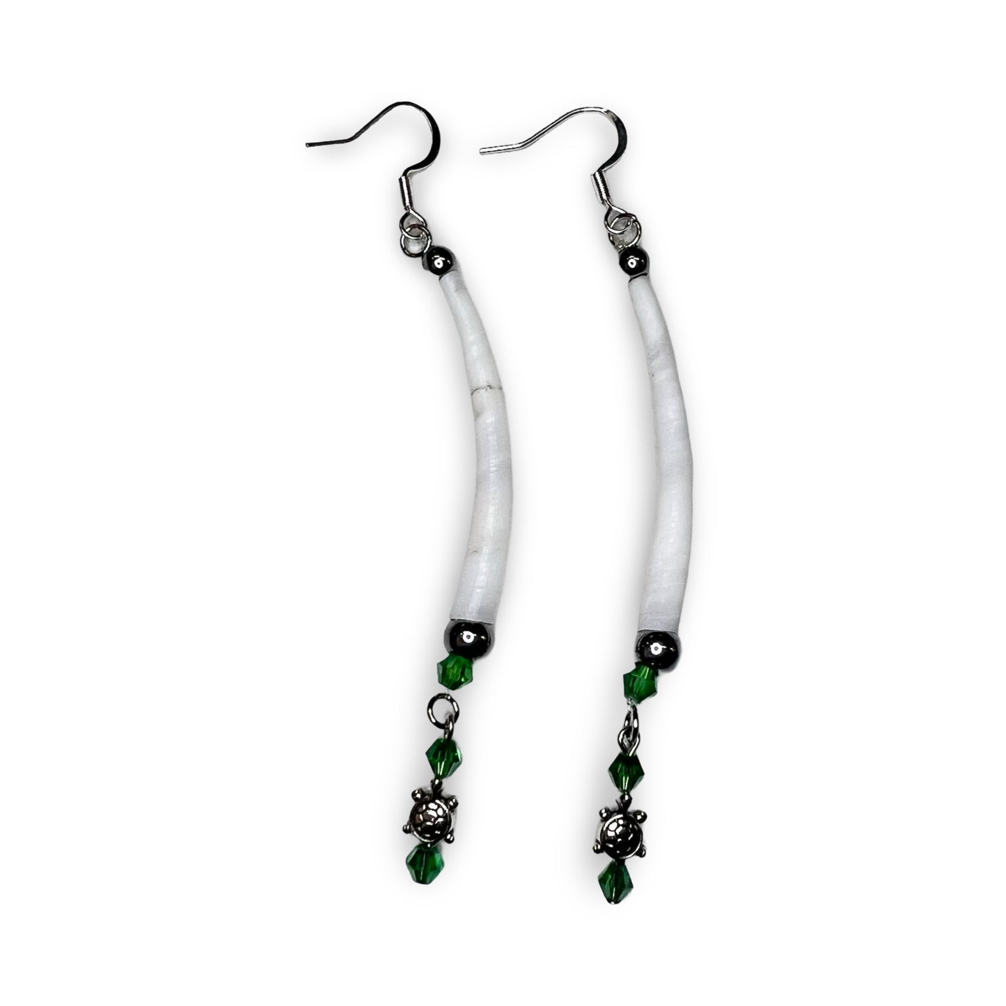 MH Single Dentalium Turtle Earrings