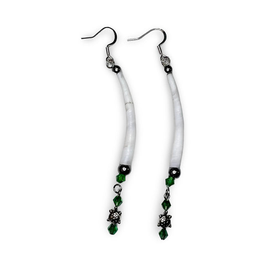 MH Single Dentalium Turtle Earrings