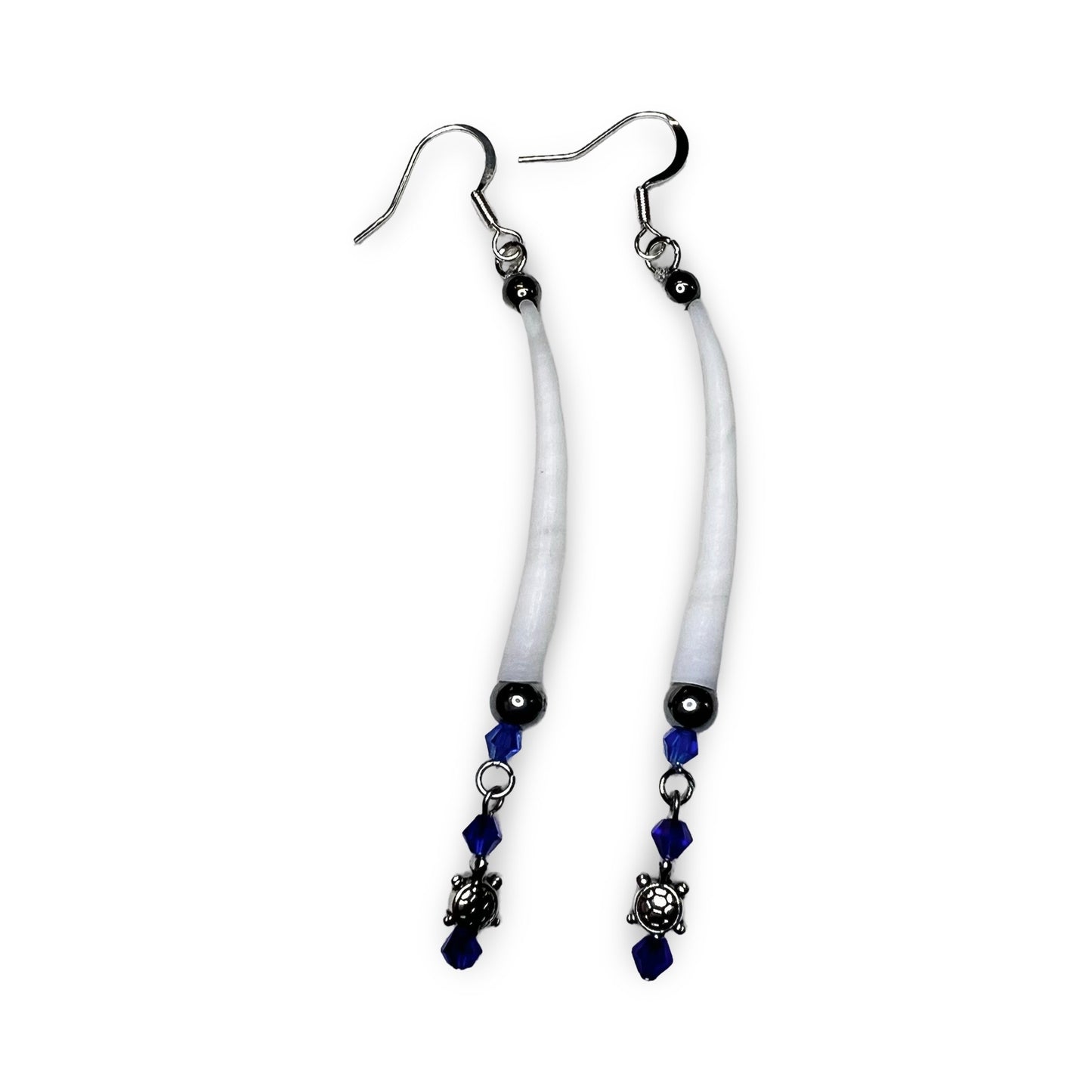 MH Single Dentalium Turtle Earrings