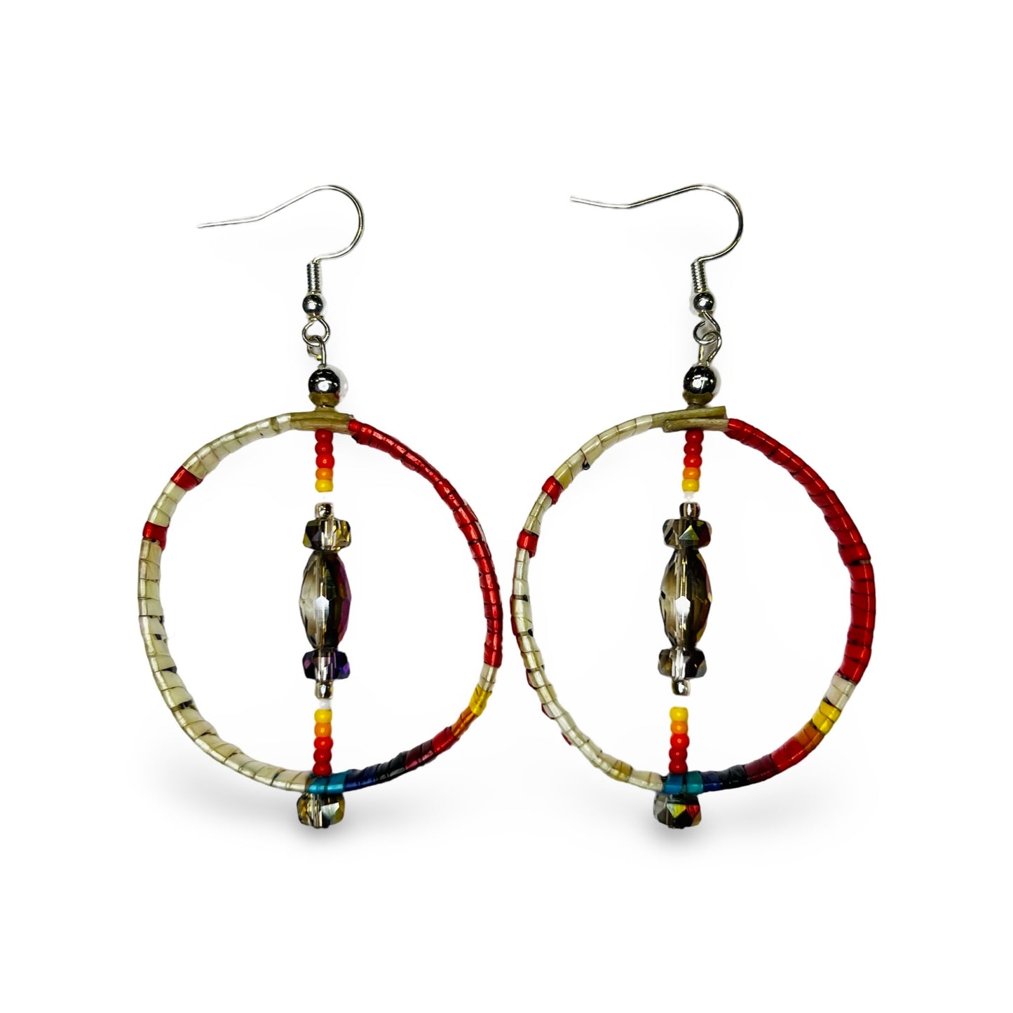 MG Circle w/Bead Center Quill Earring