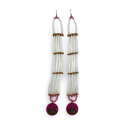 SBE 3-Tier Dentalium Earrings w/ Charm