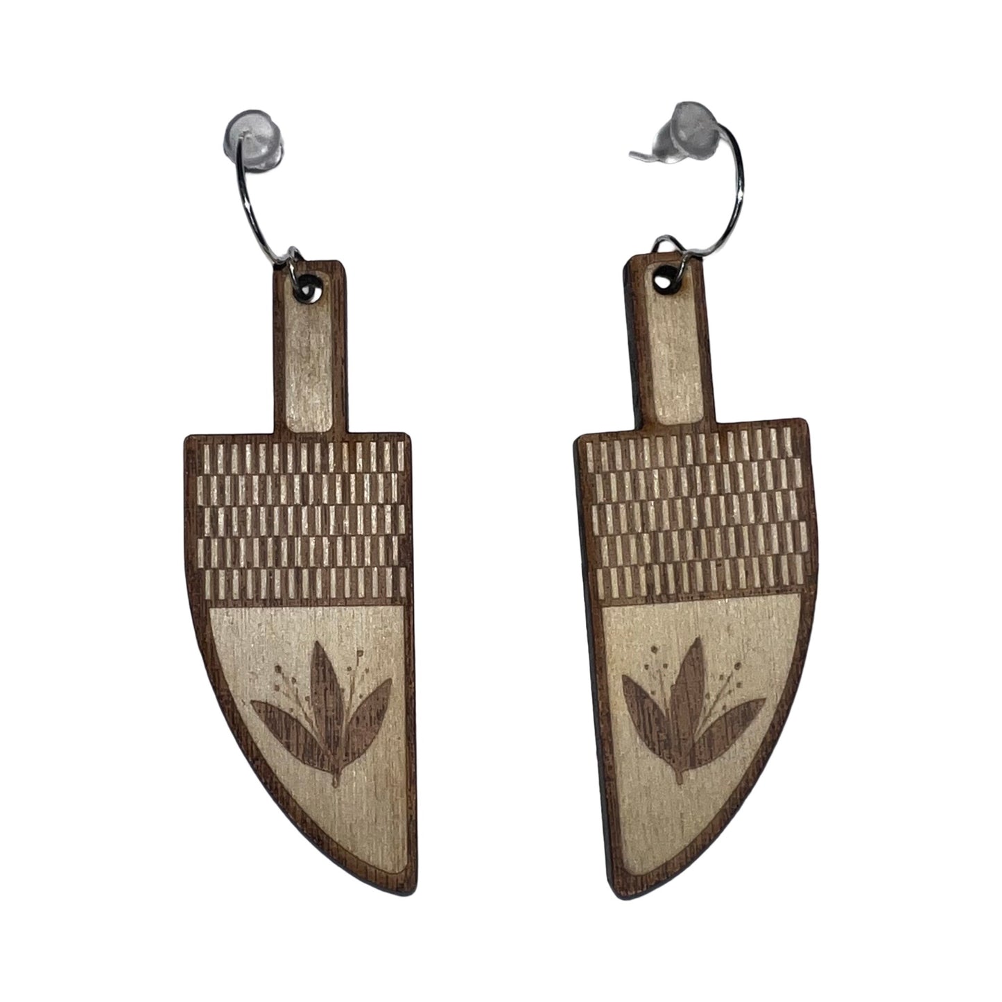 MP Wood Earrings w/ Flower Design